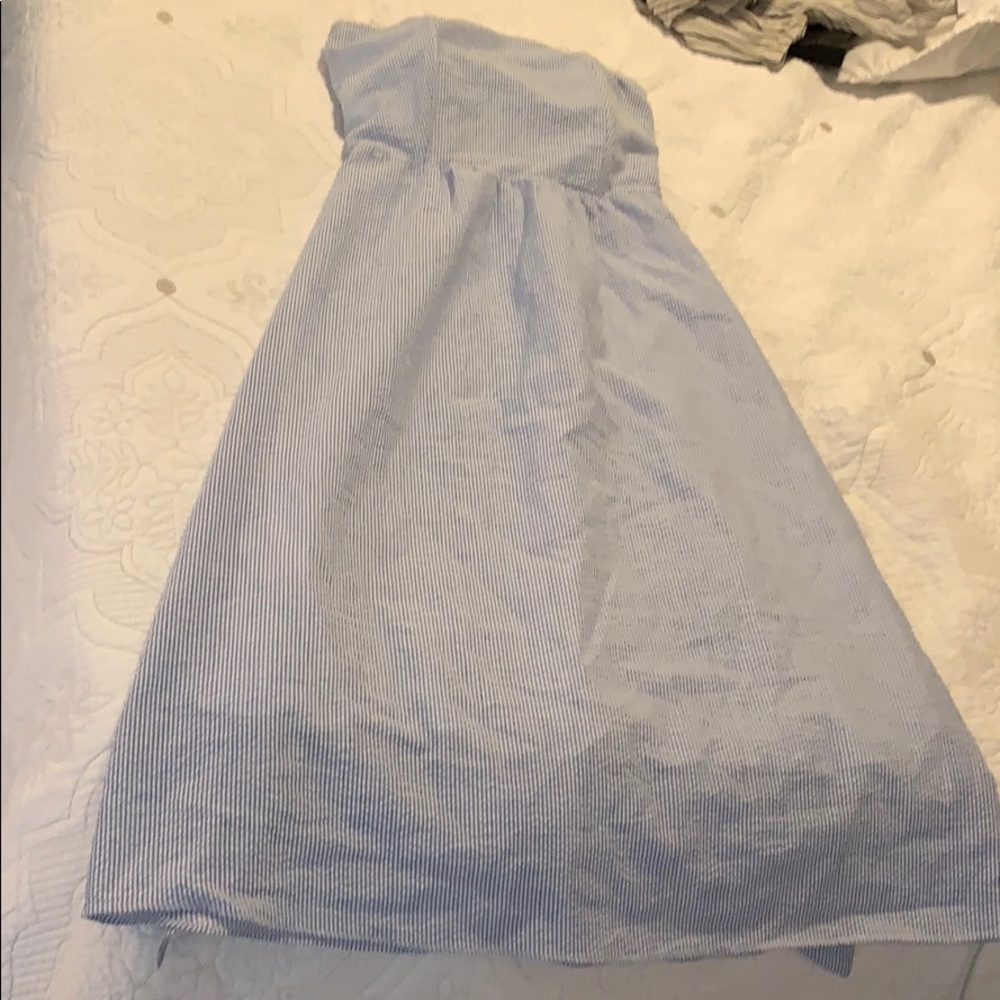 Strapless seersucker midi dress!
